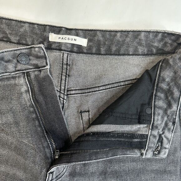 Pacsun Jeans 27 Boyfriend High Rise Gray Denim Womens Distressed 90s Grunge EUC - Picture 8 of 13